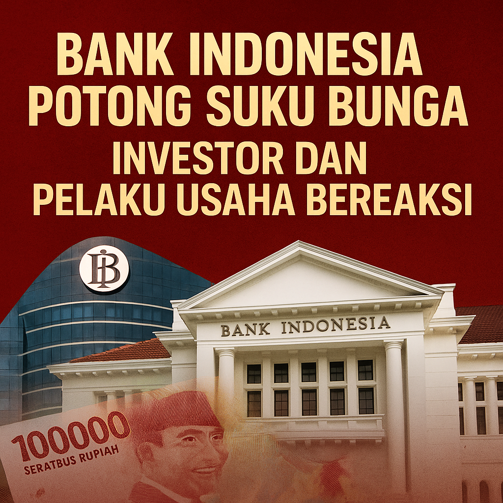 Ilustrasi Bank Indonesia potong suku bunga acuan 2025, reaksi investor dan pelaku usaha di Indonesia